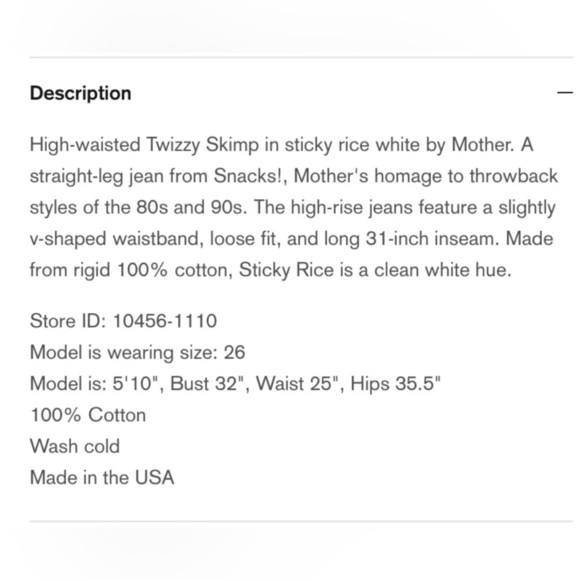 NWOT Mother Snacks High Waisted Twizzy Skimp in Sticky Rice size 25 - Picture 12 of 12